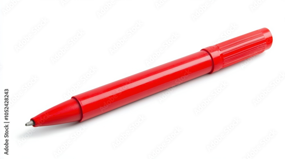 Whiteboard Marker. Red Felt Tip Pen for Office Use on Isolated White Background Whiteboard Marker. Red Felt Tip Pen for Office Use on Isolated White Background