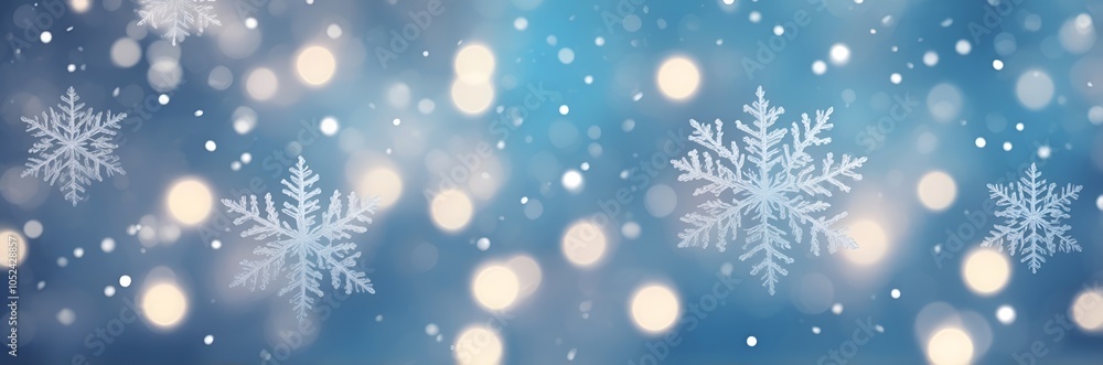 Winter and Christmas background with snow flakes and bokeh light Winter and Christmas background with snow flakes and bokeh light