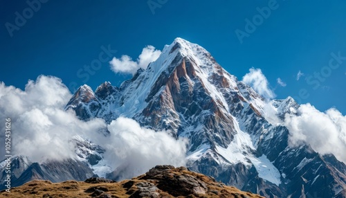 A high flight over Mount Kazbek - volcano in Georgia