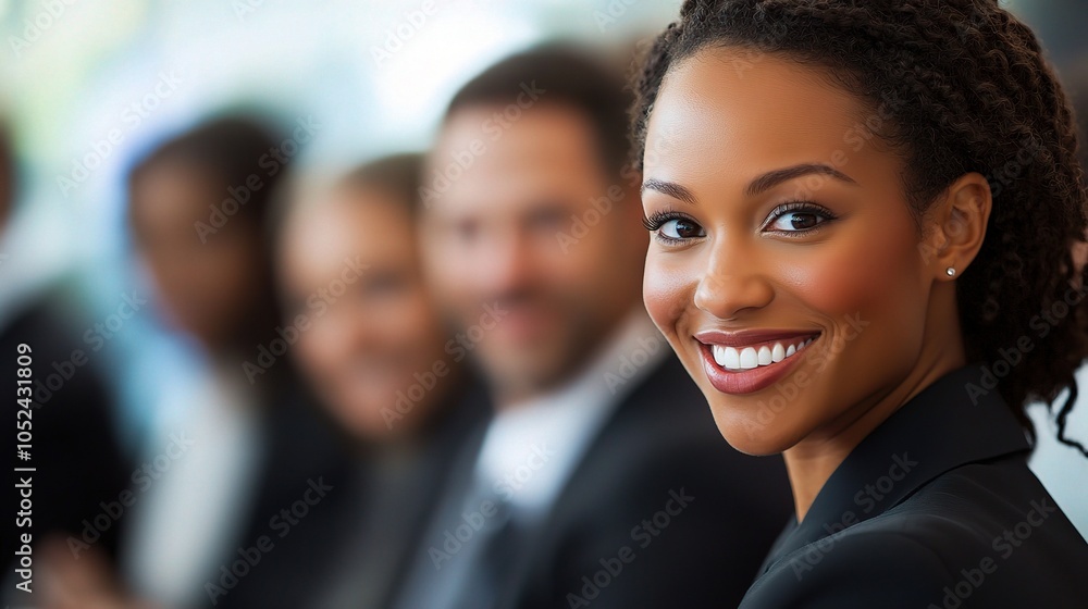 Smiling Woman in Professional Setting Smiling Woman in Professional Setting