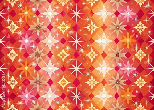 Mid Century Atomic Starburst Pattern in Pink and Orange for Textile and Wallpaper Design photo