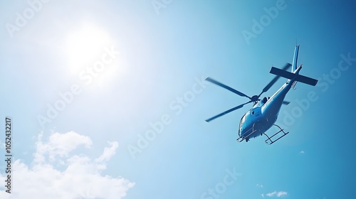 Emergency Medical Helicopters Airlifting Patients from Contaminated Zone - Hazmat Personnel Responding Under Bright Sunlight photo