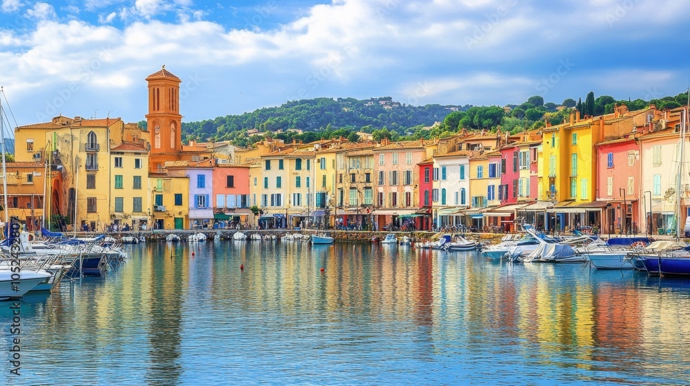 Obraz premium Colorful waterfront in a picturesque coastal town