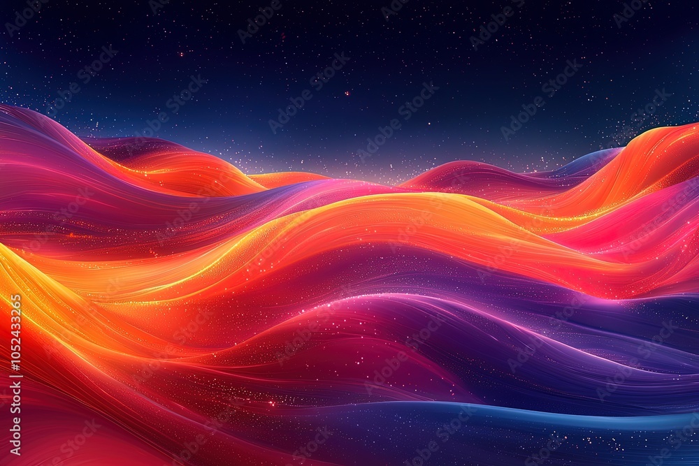 Vivid abstract waves: dynamic flow of colorful energy in a starry night Vivid abstract waves: dynamic flow of colorful energy in a starry night