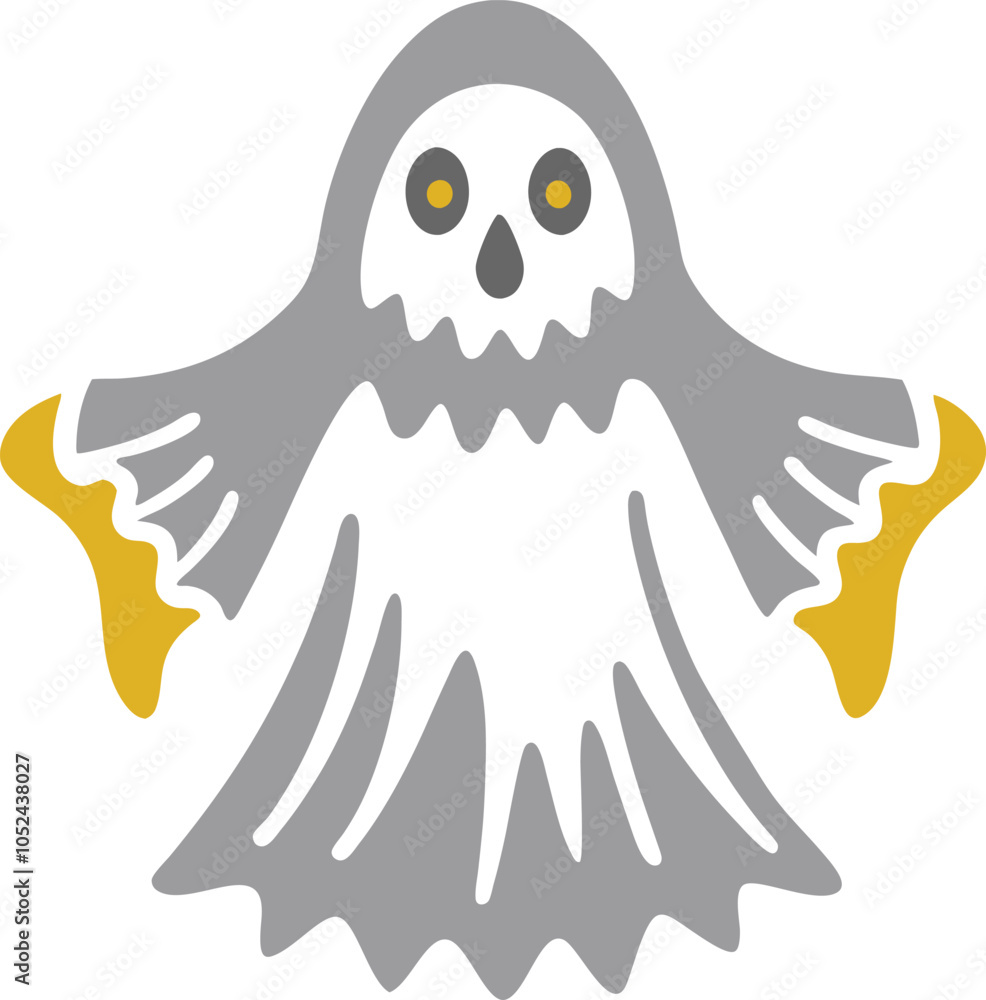 Obraz premium Spooky ghost stencil clipart for Halloween crafts. 