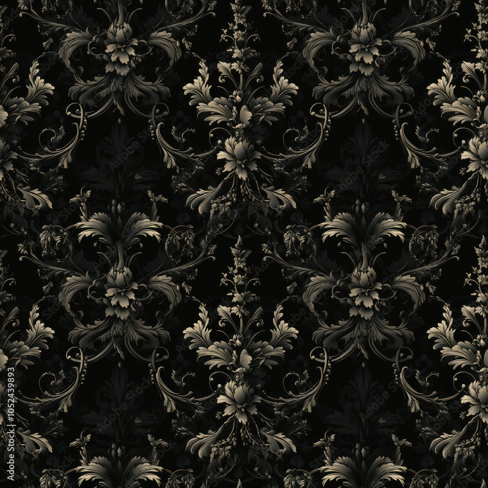 Gothic Damask seamless Pattern with Vintage Ornate Details. Pattern for ...