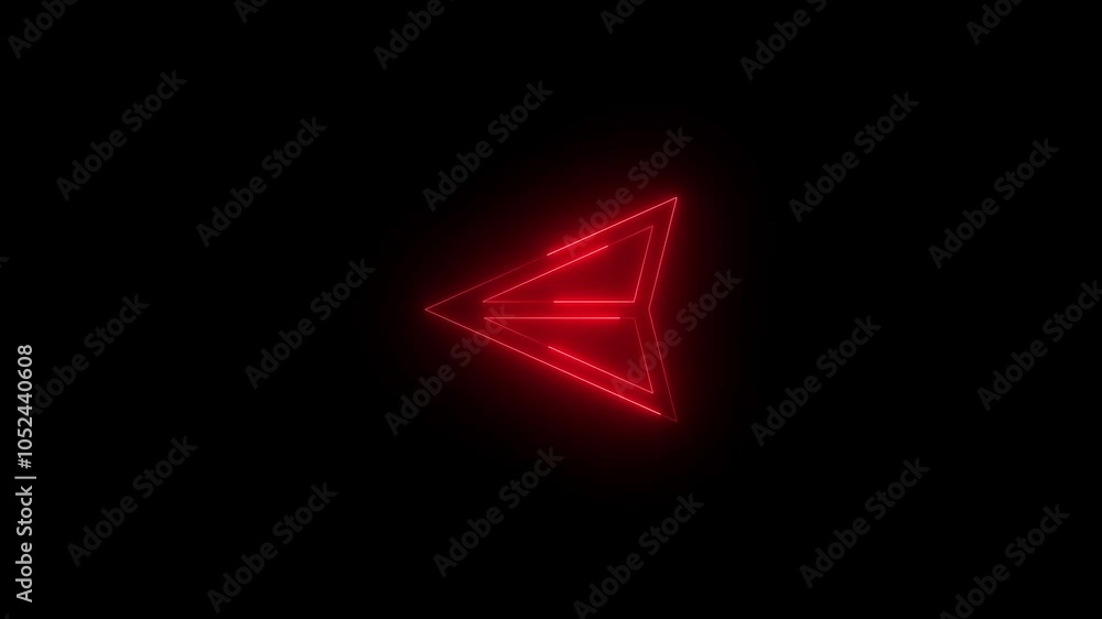 Neon send mirrored icon glowing black background animation Neon send mirrored icon glowing black background animation