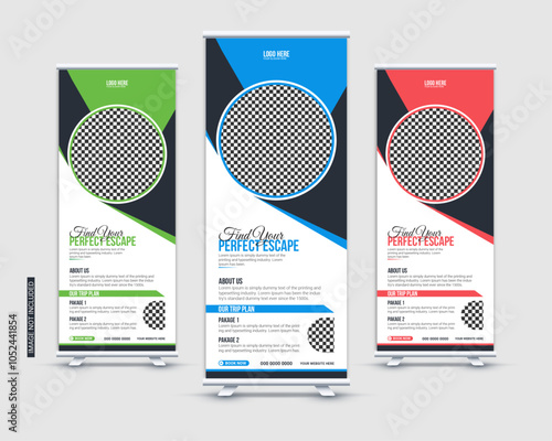 Travel agency modern stand rollup, pullup or signage banner design