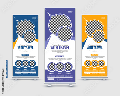 Travel agency modern stand rollup, pullup or signage banner design