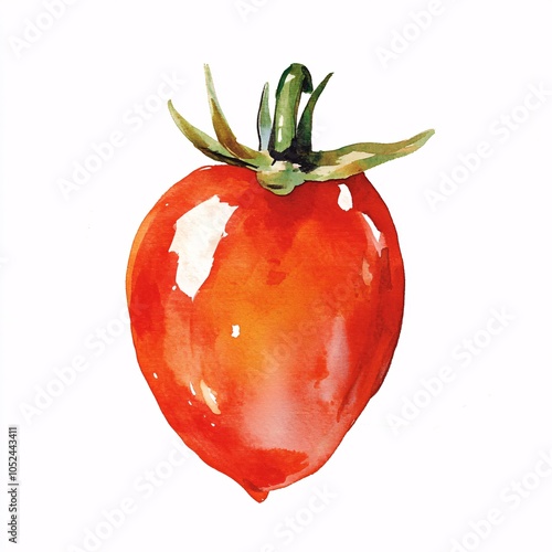 Vibrant Roma Tomato Illustration on White Background