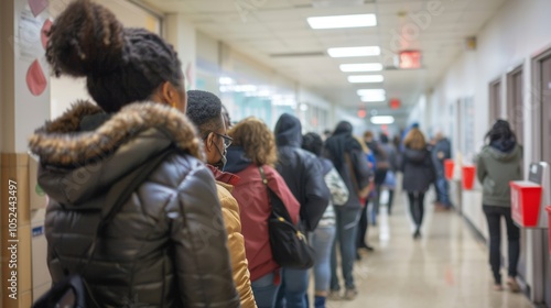 Long Lines at Polling Station During Voter Suppression