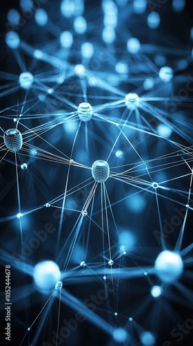 A vibrant representation of interconnected nodes and lines, symbolizing digital networks and technological advancements.