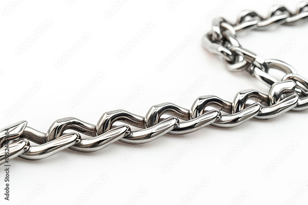 Fototapeta premium Stainless steel chain necklace isolated on white background