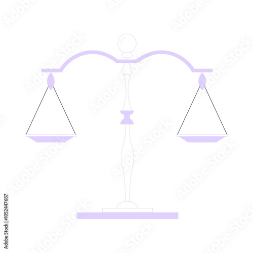Scale of Justice in Flat Vector Illustration Symbolizing Balance, Fairness, and Equality in Law, Isolated on White Background