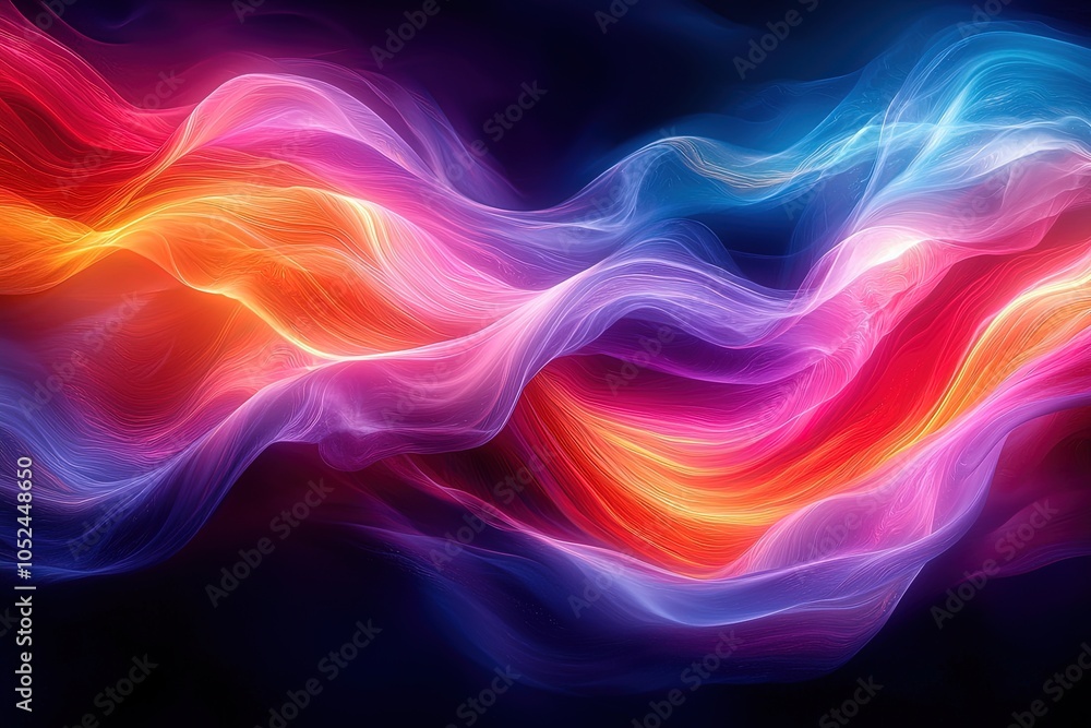 Fototapeta premium Vibrant abstract waves of light in dynamic fluid motion