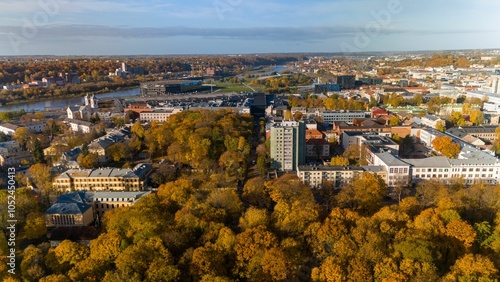 Принти на полотні Aerial view of Kaunas Old Town, Lithuania in autumn