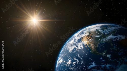 Fototapeta Naklejka Na Ścianę i Meble -  Time Lapse View of Rotating Planet Earth from Space with Sunrise and Sunset