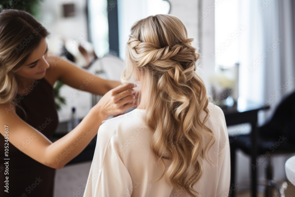 Fototapeta premium Hairstyle female dress adult.