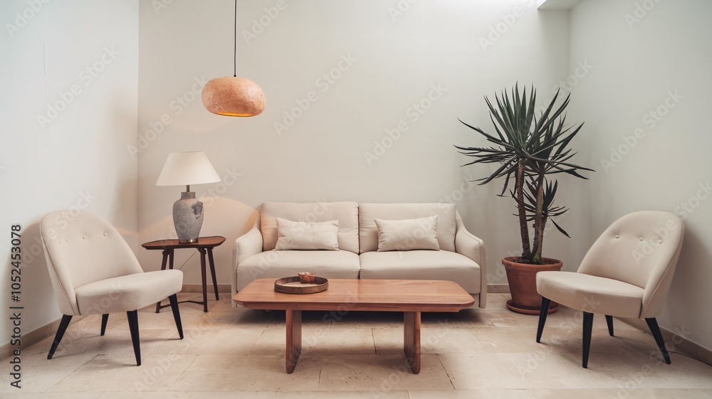 Elegant Living Room with Soft Tones and Modern Furniture Elegant Living Room with Soft Tones and Modern Furniture