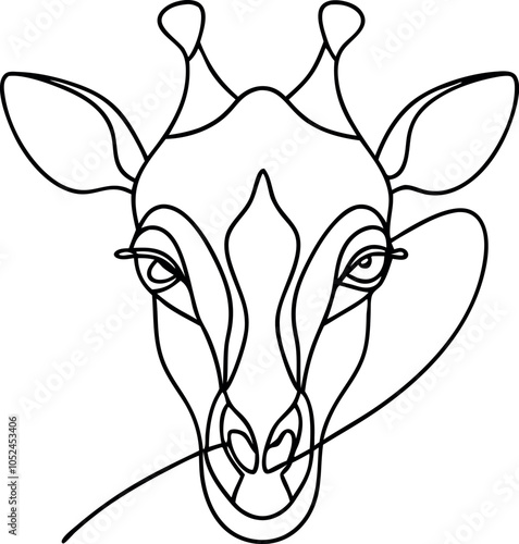 Minimalist Giraffe Head Silhouette Line Drawing - Vector Art Illustration photo