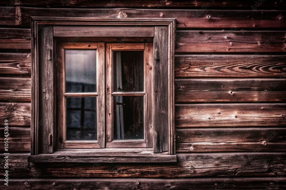 Old Wooden Window with Charming Details and Copy Space for Design Use Old Wooden Window with Charming Details and Copy Space for Design Use