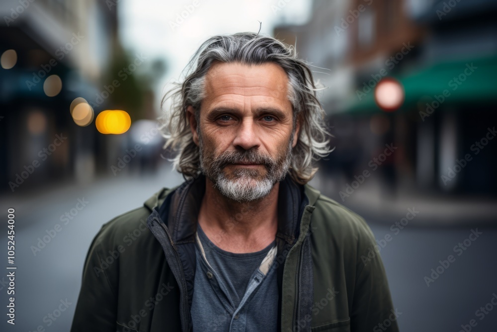 Portrait of a senior man with grey hair in the city. Portrait of a senior man with grey hair in the city.