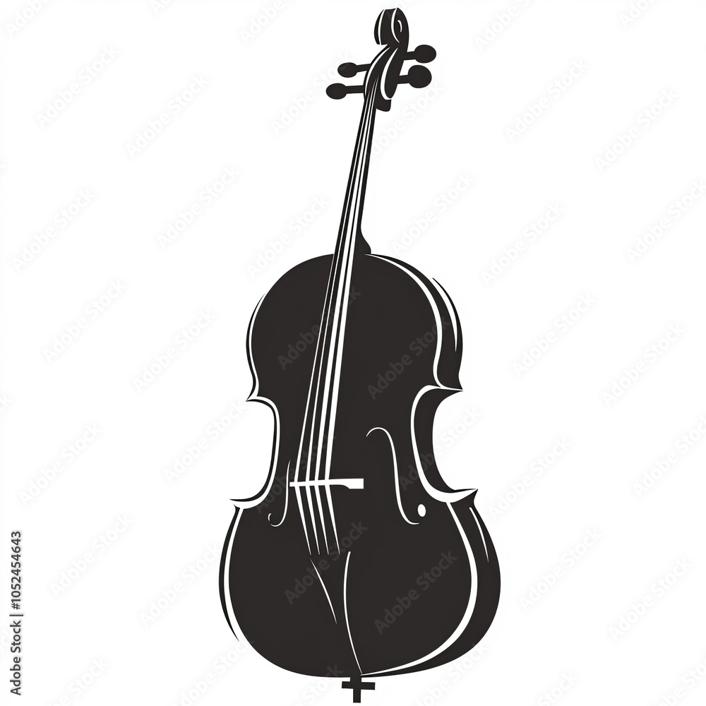 Fototapeta premium Cello Silhouette, Illustration Isolated On White Background
