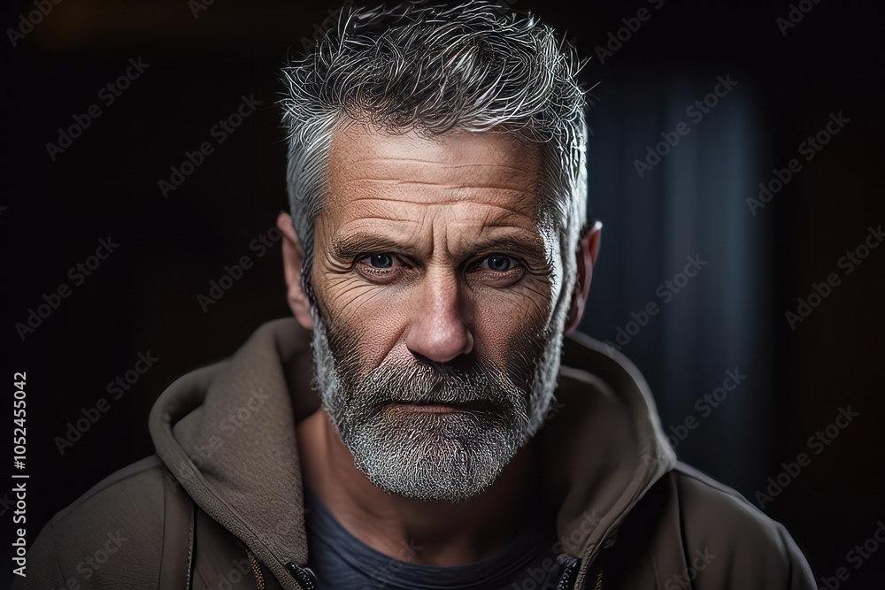 Portrait of a handsome mature man with grey beard and mustache. Portrait of a handsome mature man with grey beard and mustache.