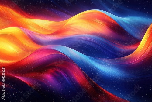 Vibrant abstract waves of colorful light and energy in motion