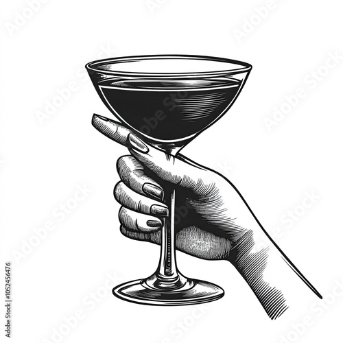 Cocktail Glass In Girl Hand...