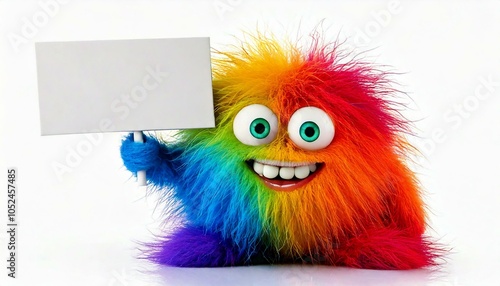 A Hairy Monster Holding An Empty Sign - generative ai, üretken yapay zeka,