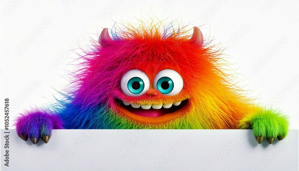 A Hairy Monster Holding An Empty Sign - generative ai, üretken yapay zeka, A Hairy Monster Holding An Empty Sign - generative ai, üretken yapay zeka,