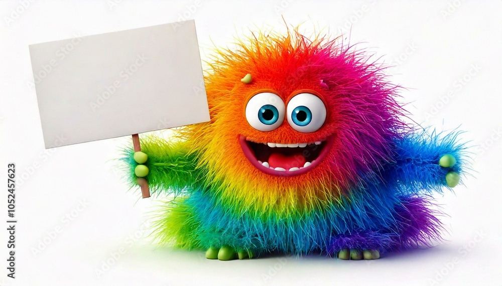 A Hairy Monster Holding An Empty Sign - generative ai, üretken yapay zeka, A Hairy Monster Holding An Empty Sign - generative ai, üretken yapay zeka,