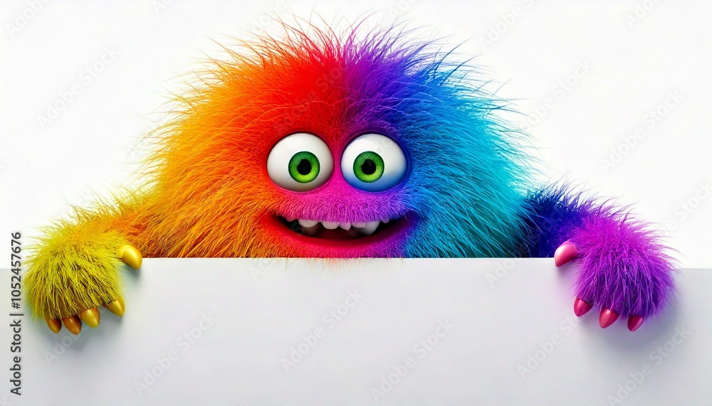 A Hairy Monster Holding An Empty Sign - generative ai, üretken yapay zeka, A Hairy Monster Holding An Empty Sign - generative ai, üretken yapay zeka,