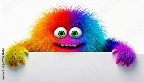 A Hairy Monster Holding An Empty Sign - generative ai, üretken yapay zeka,
