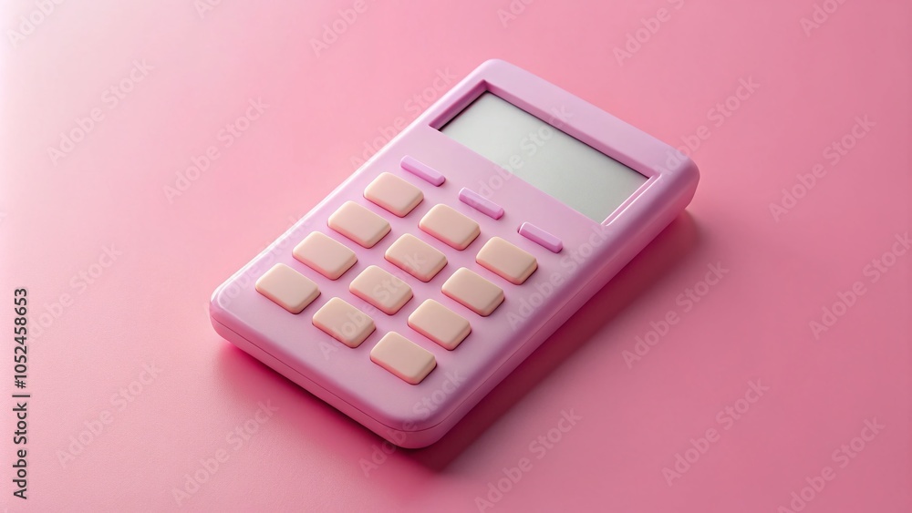 Pink Digital Calculator on Pink Background - Stylish and Modern Food Photography for Creative Culinary Projects