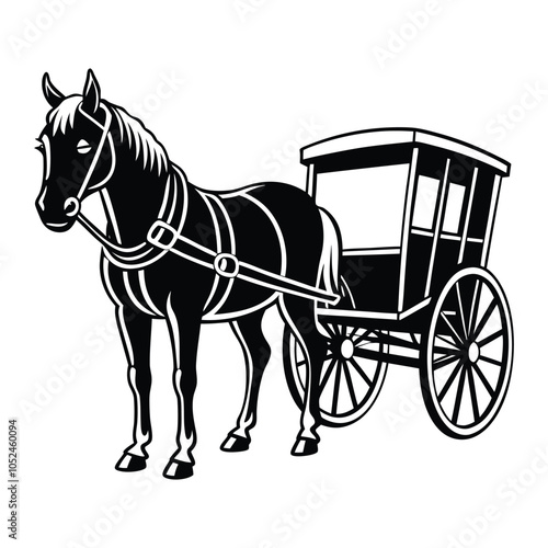 horse and buggy vector