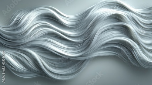 Silvery strands flow in soft waves, presenting a tranquil and delicate aesthetic