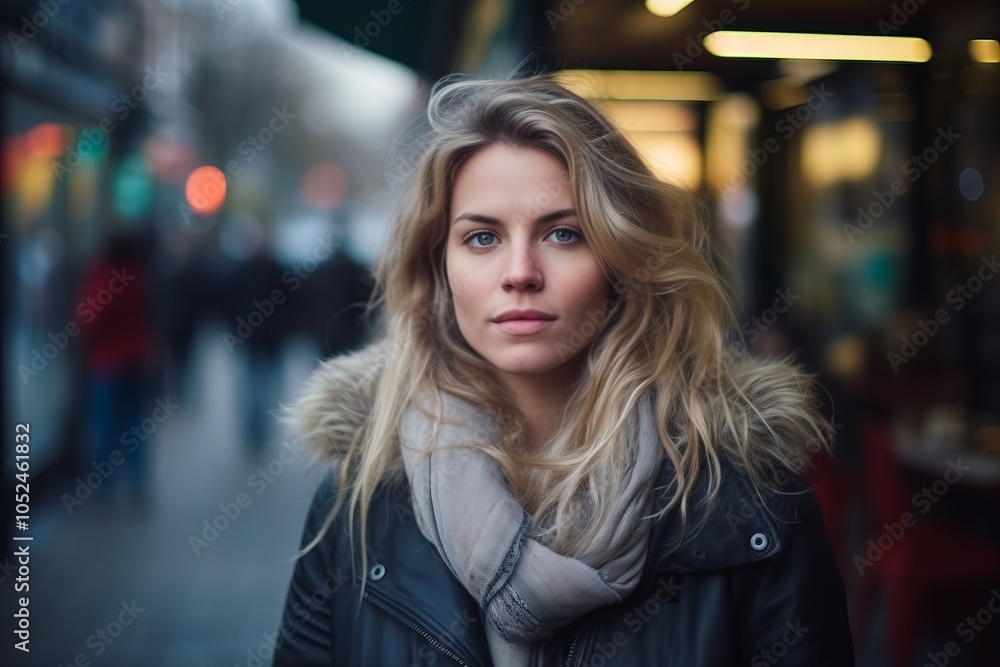 Portrait of a beautiful young woman in a city at night. Portrait of a beautiful young woman in a city at night.