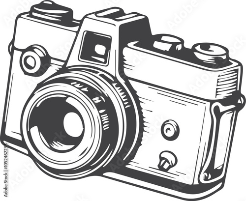 Vector Illustration of a Digital Camera or DSLR