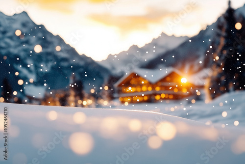 Snow Falling At Mountains A...