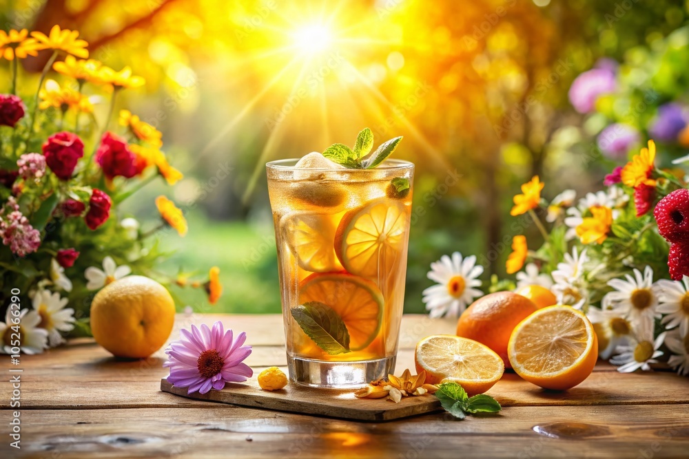 Refreshing Summer Drink Under a Bright Blue Sky - Ideal for Sunny Days