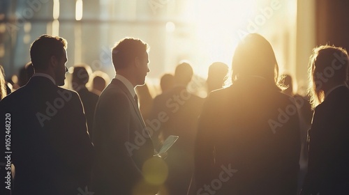 Business People in Silhouette Against Sunset Background