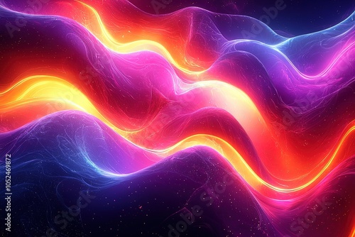 Vibrant neon waves: colorful abstract light energy flow with glowing fluid patterns