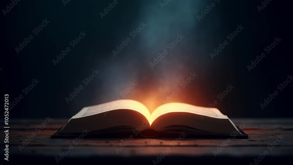 Animation of a magic book on a dark background Animation of a magic book on a dark background