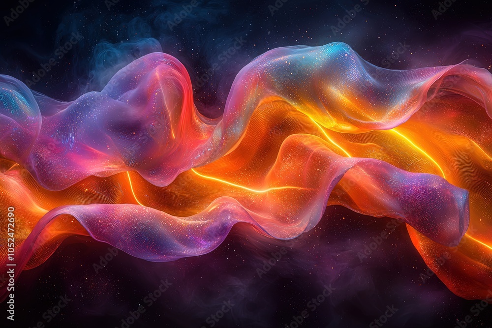 Obraz premium Vibrant abstract waves of colorful light and dynamic, flowing energy patterns
