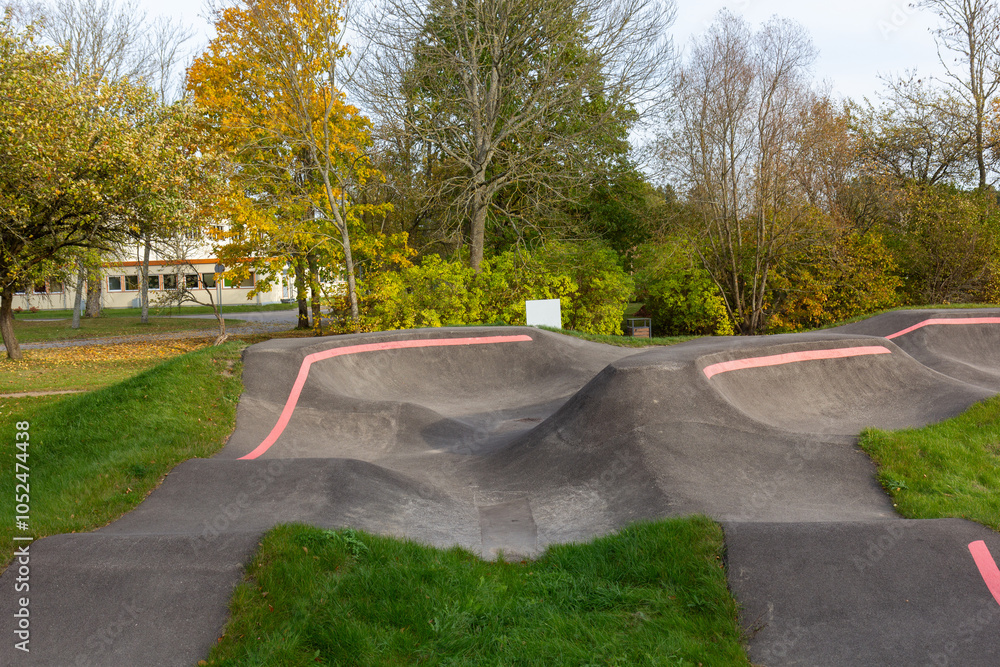 Naklejka premium An empty BMX or skateboarding pump track