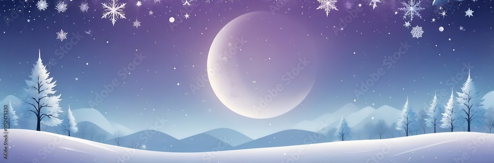 Fototapeta premium Christmas winter purple night background with moon