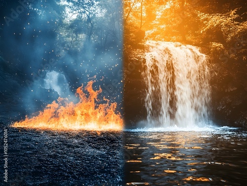 Elemental Contrast A Split Photography Capturing Fire and Water s Opposing Forces photo