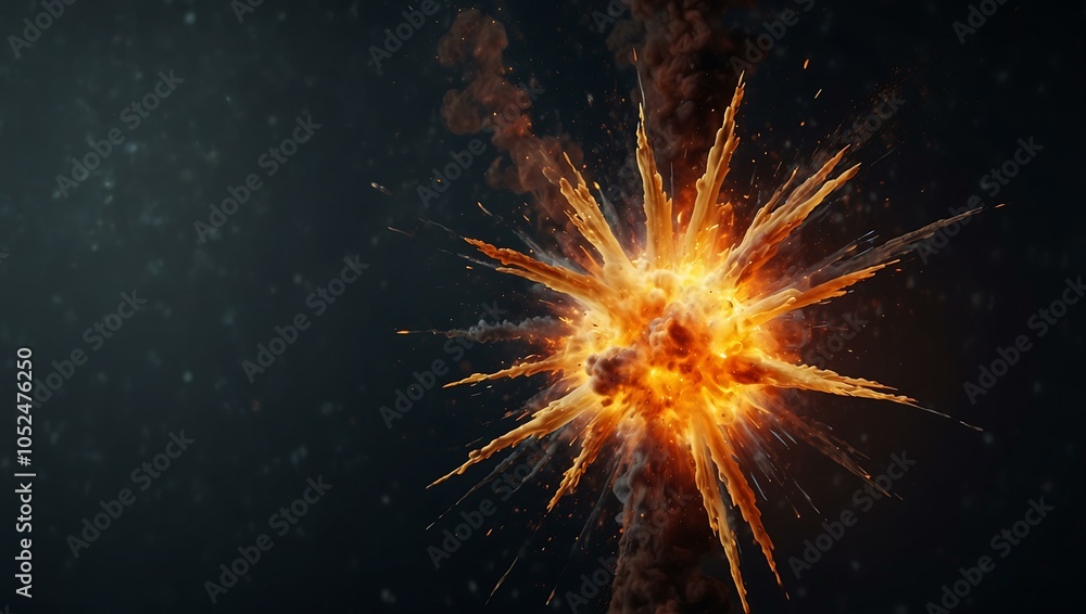 Fototapeta premium Bright abstract explosion of fire and smoke against a transparent backdrop.